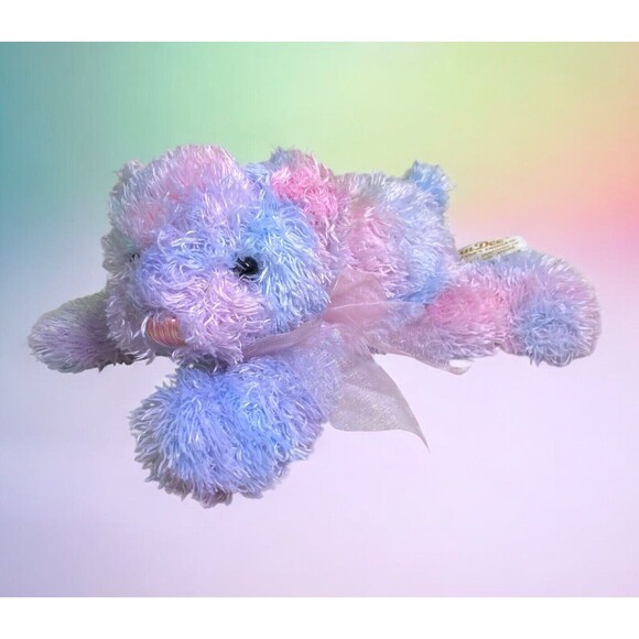 Dandee Plush Teddy Bear Pink Blue Purple With Sheer Bow - Picture 1 of 13